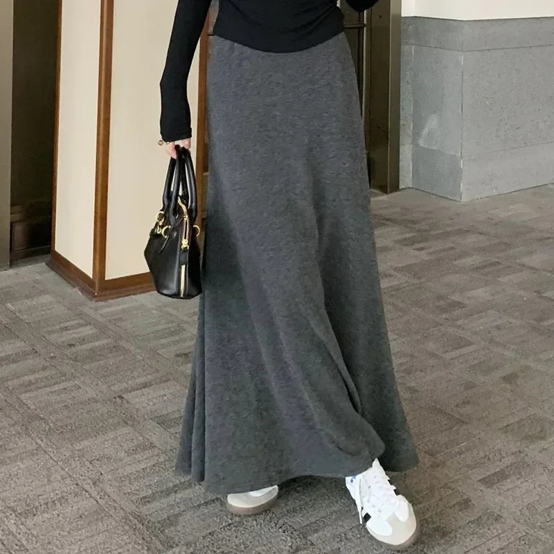 Lady Classic Hip Wrap Knitted Skirts Female Retro High Waisted A-line Dress Women Korean Designer Thin Fish Tail Skirts