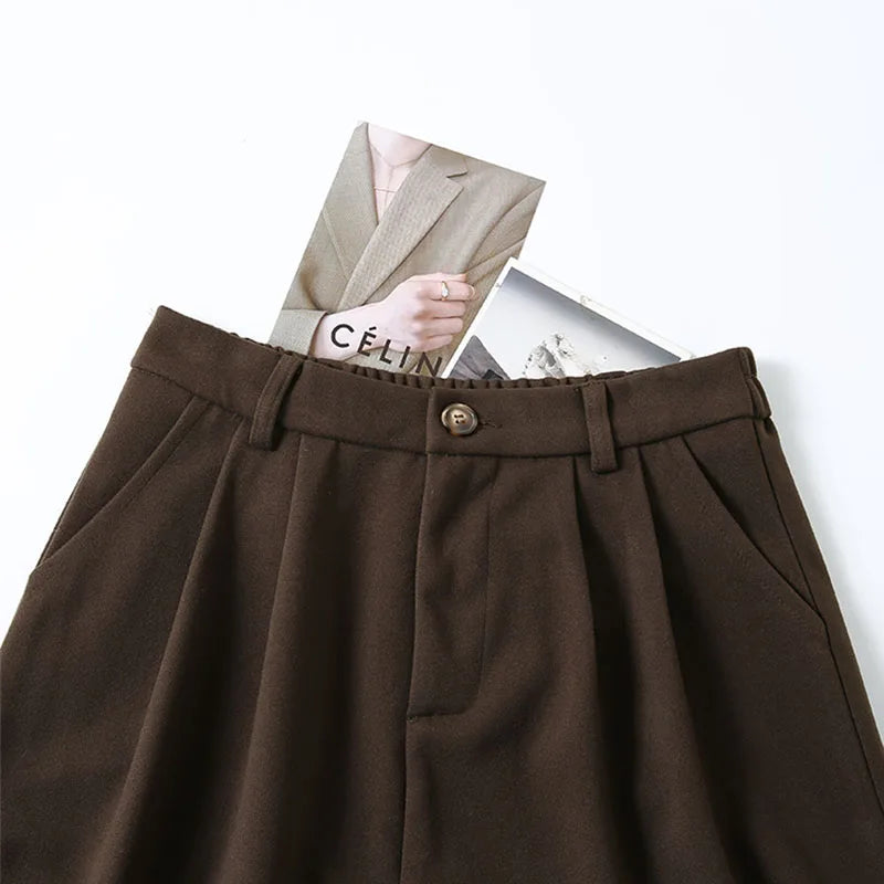 High Waist Woolen Skirt Women Long 2024 Autumn Winter Plus Size Women Clothing Elastic Waist A Line Brown Or Black Skirt Women