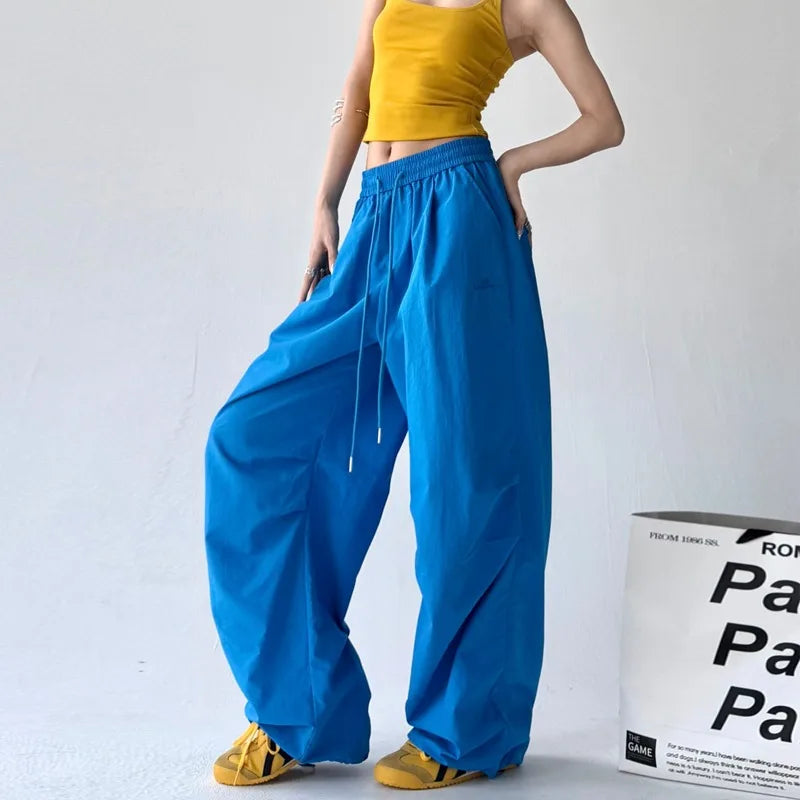 Traf American Retro Hot Girl Work Pants Loose Street Dance Hip-hop Trend Woman Clothing Korean Popular Clothes Women's