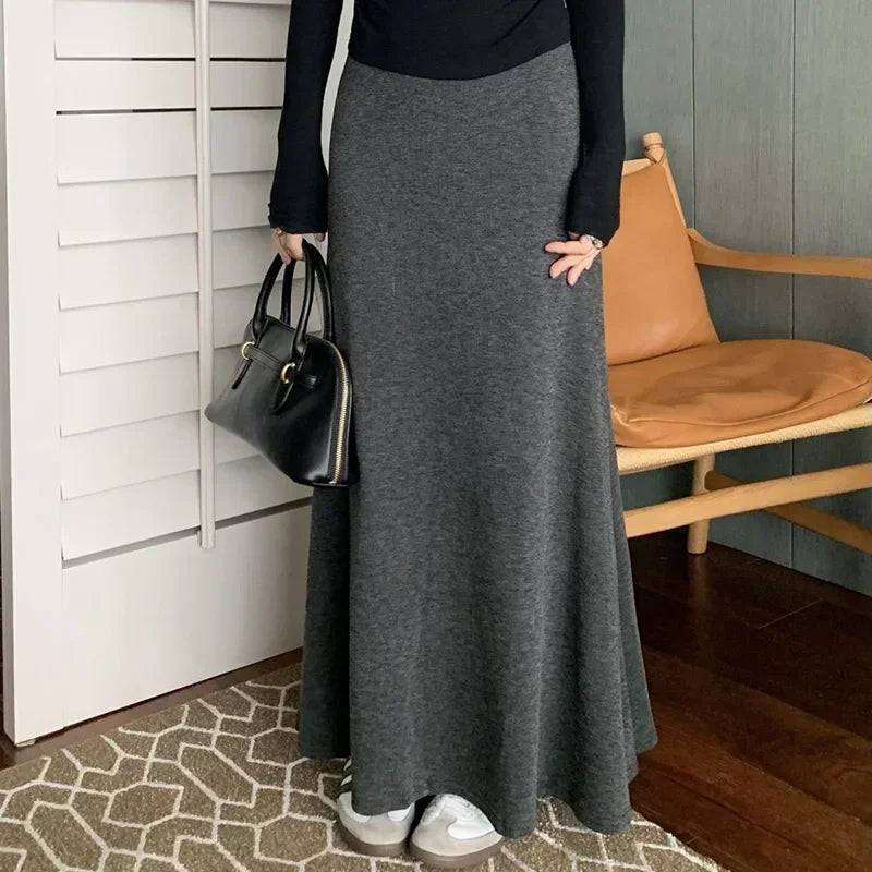 Lady Classic Hip Wrap Knitted Skirts Female Retro High Waisted A-line Dress Women Korean Designer Thin Fish Tail Skirts