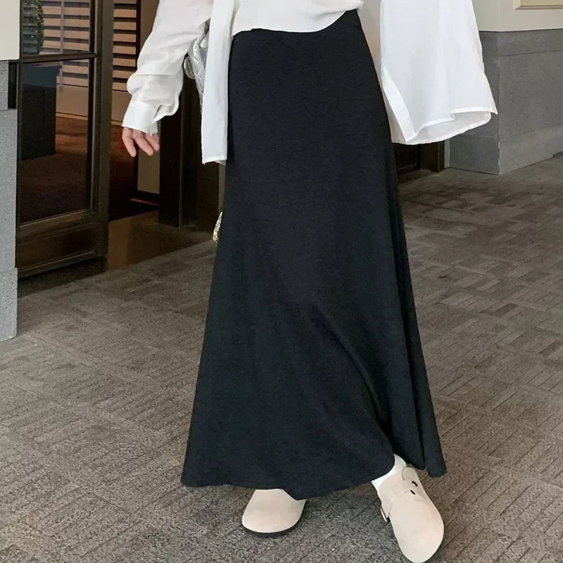 Lady Classic Hip Wrap Knitted Skirts Female Retro High Waisted A-line Dress Women Korean Designer Thin Fish Tail Skirts