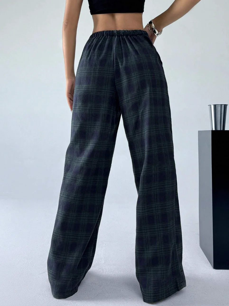 Adult long textile pants Grid Japanese Korean European and American styles casual elegant and fashionable suitable for all