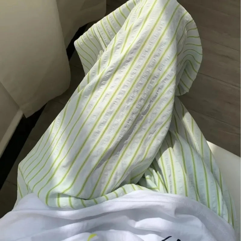 Korean Casual Striped  Drawstring Straight Pant  Y2k Women Loose Holiday Pants Perppy Sweet Pink High Waist Office Trousers