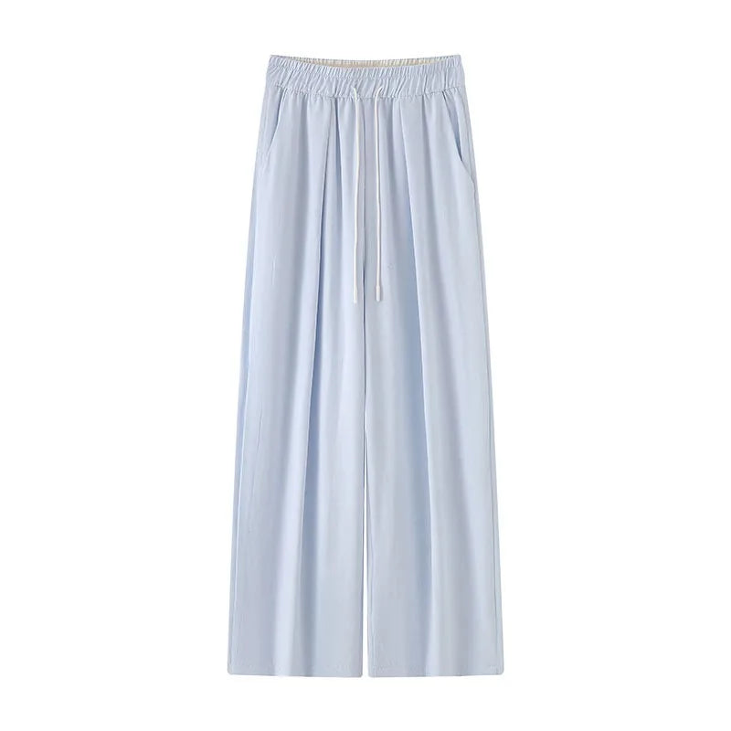 Baggy Sweatpants for Women Wide Pants Casual Women's Pants Korean Style High Waisted Sweatpants Woman Trousers Summer Ice Silk