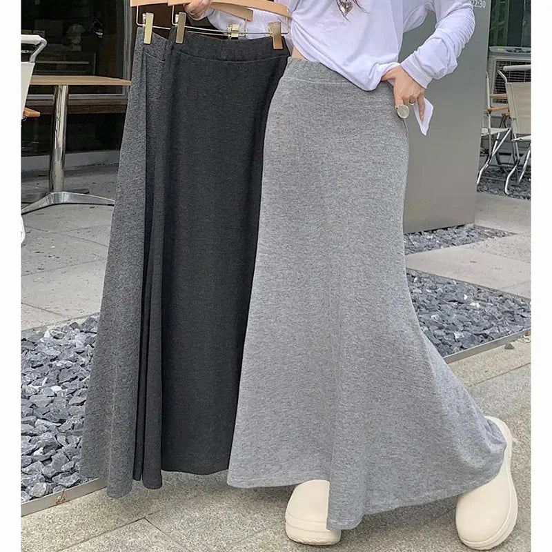 Lady Classic Hip Wrap Knitted Skirts Female Retro High Waisted A-line Dress Women Korean Designer Thin Fish Tail Skirts