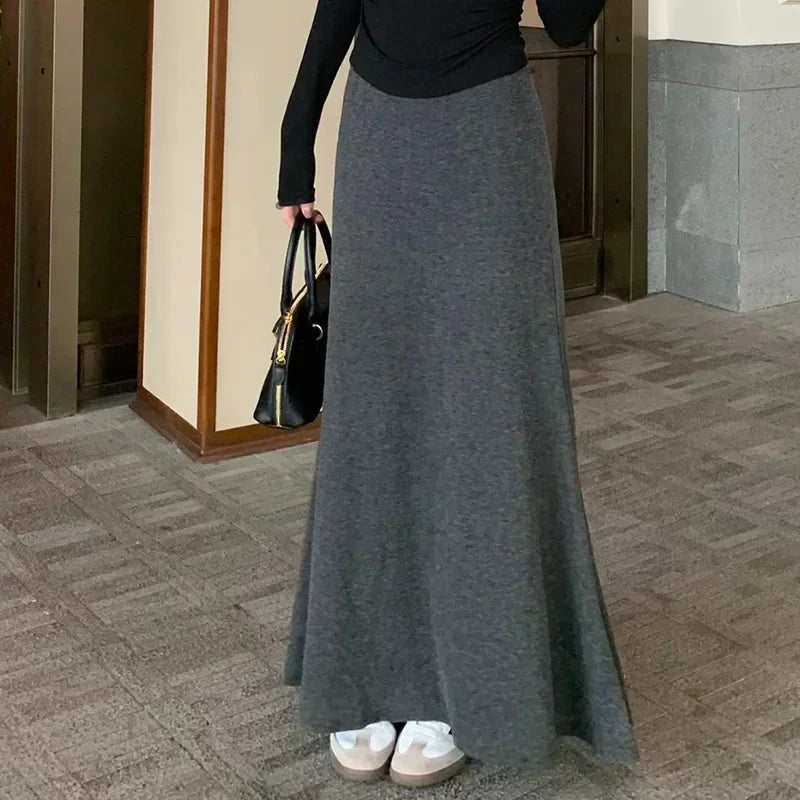 Lady Classic Hip Wrap Knitted Skirts Female Retro High Waisted A-line Dress Women Korean Designer Thin Fish Tail Skirts
