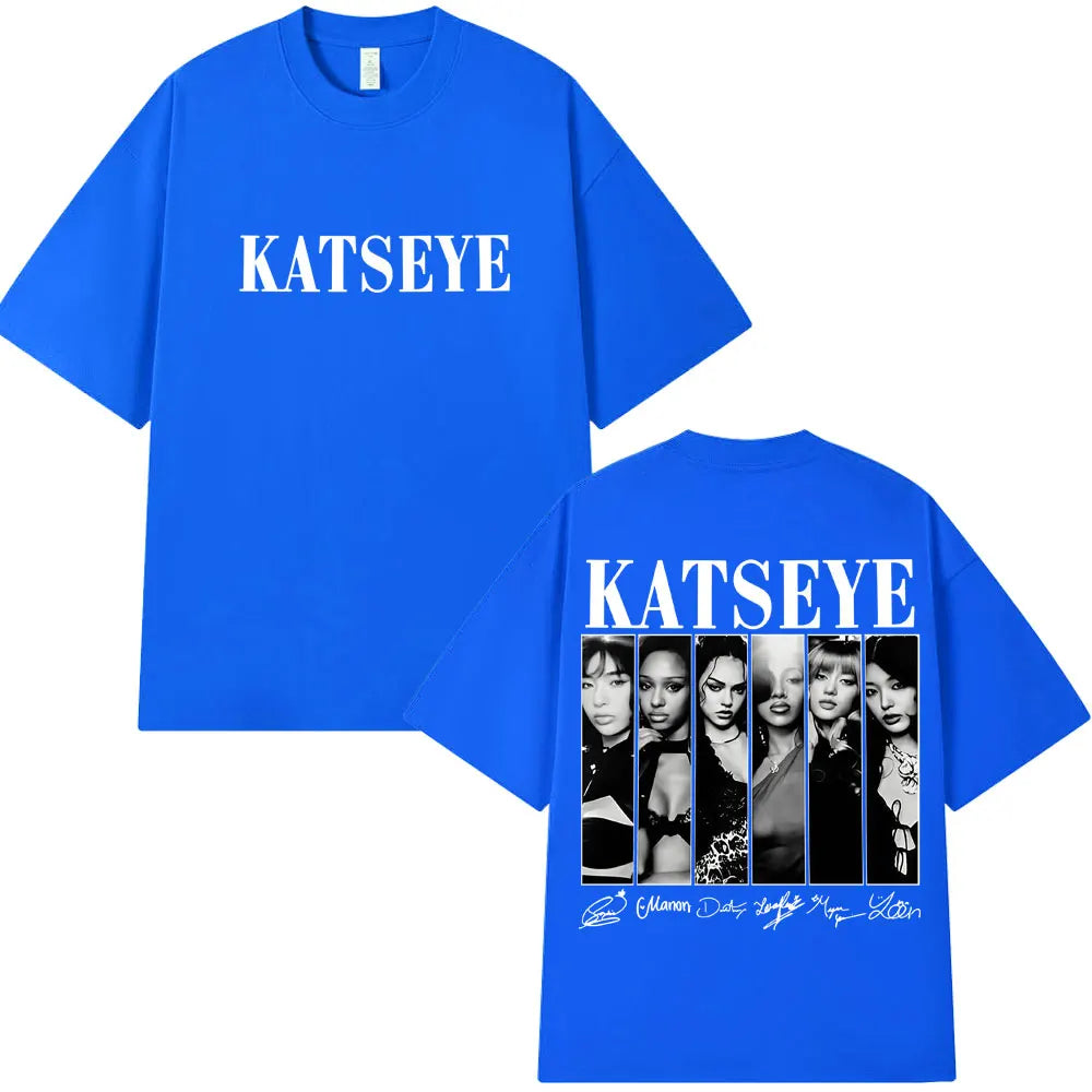 Vintage Korean Style Katseye Graphic T Shirts Kpop Fashion Men Women Popular T-shirt 100% Cotton Oversized T Shirts Streetwear