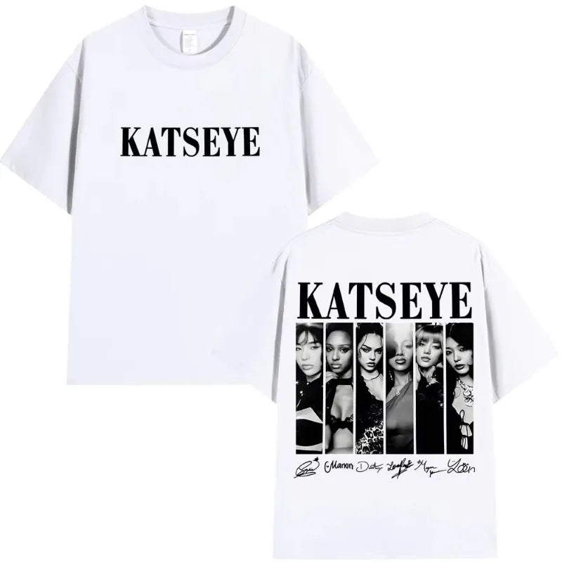Vintage Korean Style Katseye Graphic T Shirts Kpop Fashion Men Women Popular T-shirt 100% Cotton Oversized T Shirts Streetwear