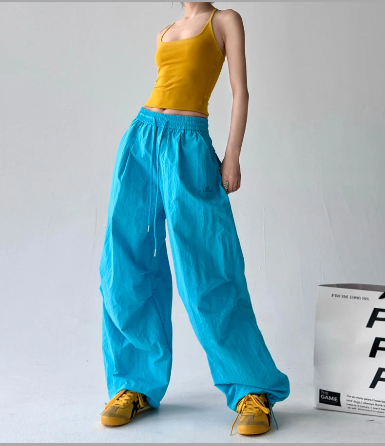 Traf American Retro Hot Girl Work Pants Loose Street Dance Hip-hop Trend Woman Clothing Korean Popular Clothes Women's