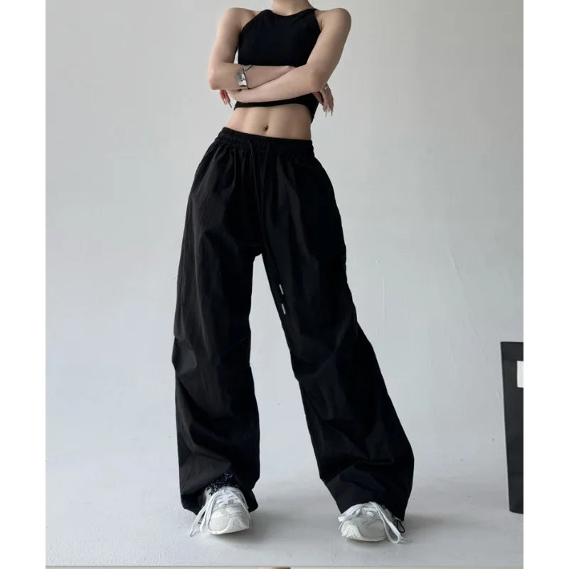 Traf American Retro Hot Girl Work Pants Loose Street Dance Hip-hop Trend Woman Clothing Korean Popular Clothes Women's